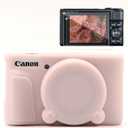 Case for Canon PowerShot SX740 HS, SX730 HS Camera, Soft Silicone Protective Case, Slim Fit Sleeve with Removable Lens Cover and Screen Protector Accessories, Anti-Scratch (Jelly Pink)