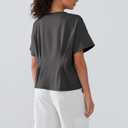 Women's Peplum Tops Babydoll Tops Short Sleeve Shirts Cinched Waist Tops Casual Blouses Dressy Summer (Gray, M)