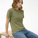 PRATEE Women’s T Shirt, 100% Cotton Short Sleeve Crew Neck Basic Tee (Green, XXL)