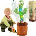 MIAODAM Dancing Cactus Talking Toy, Soft Plush Cactus Repeats What You Say, Electric Speaking Baby Toys Box