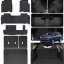 Floor Mats & Trunk Mat with Backrest Set for 2021-2024 2025 Chevrolet/Chevy Suburban 8 Seats (2 Row Bucket Seats)/GMC Yukon XL(Only XL)/Cadillac Escalade ESV, TPE Car Floor Liners with Cargo Liner