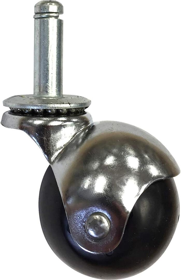 Shepherd 2" Hooded Ball Office Chair Caster, Smooth-Rolling Replacement Swivel Caster Wheel for Office Chairs, Black/Chrome