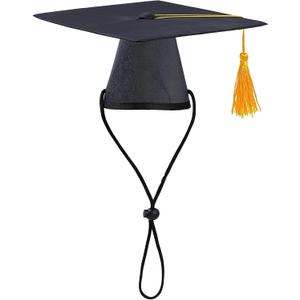 Pet Graduation Caps Small Dogs Black Graduation Hats with Tassel Pet Graduation Costume for Puppy Dogs Cats Party Outfits Accessories (Yellow Tassel)
