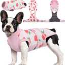 Kuoser Recovery Suit for Dogs Cats After Surgery, Professional Pet Recovery Shirt Dog Abdominal Wounds Bandages, Substitute E-Collar & Cone,Prevent Licking Dog Onesies Pet Surgery Recovery Suit (X-small (Back:8.3-11.4'', Weight:4-7 Lb), Pink)