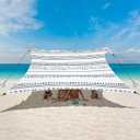 Beach Tent, Beach Canopy Sun Shade UPF 50+, Portable 1010 FT Camping Sun Shelter with Sandbags, Poles, Ground Pegs and Anti-Wind Ropes Easy Setup for Outdoor, Backyard, Picnics, Fishing