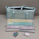 American Mahjong Game Set, 166 Light Green Tiles, Blue Bag with Entire Accessories, 4 All-in-One Rack/Pushers, Mahjong Tiles Set
