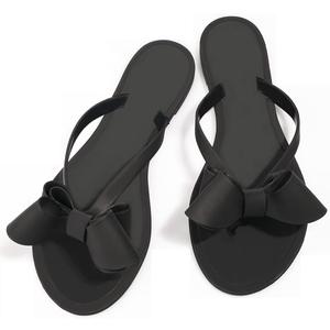 TYFLOVE Women Rivet Flip Flops Studded Jelly Thong Sandals with Bow Summer Bowtie Flat Beach Rain Shoes (8)