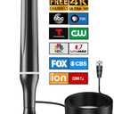 Digital TV Antenna for Smart Tv Indoor, 360 Reception Digital HDTV Antenna for Local Channels, Supports 1080P and 4K, Strong Magnetic Base (White-17405)