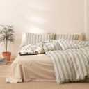 VM VOUGEMARKET Striped Comforter Set Full Teen Boys Striped Bedding Comforter with 2 Pillowcases Simple Modern Lightweight Comforter Set