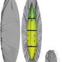 Kayak Covers for Outdoor Storage, Fit 8.53-9.84ft Kayak Canoe Size, Dust Bag Cover for Boat Paddle Board, Waterproof & UV Resistant, Heavy Duty Ultra Strong Great for Indoor Outdoor (Silver)