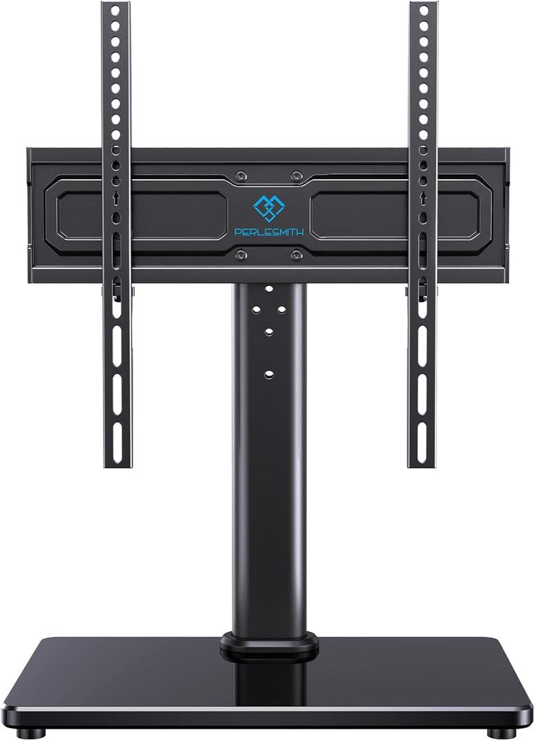 PERLESMITH Universal Swivel TV Stand for 24-60 inch TVs up to 99 lbs, 12 Height Adjustable Table Top TV Stand, TV Base Stand with Tempered Glass Base, Max VESA 400x400mm, PSTVS33