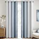 MIULEE Ombre 100% Blackout Curtains, Chambray Blue and Greyish White Room Darkening Thermal Insulated 84 Inches Long Drapes for Bedroom & Living Room Grommet Window Treatments Modern 52Wx84L, Set of 2