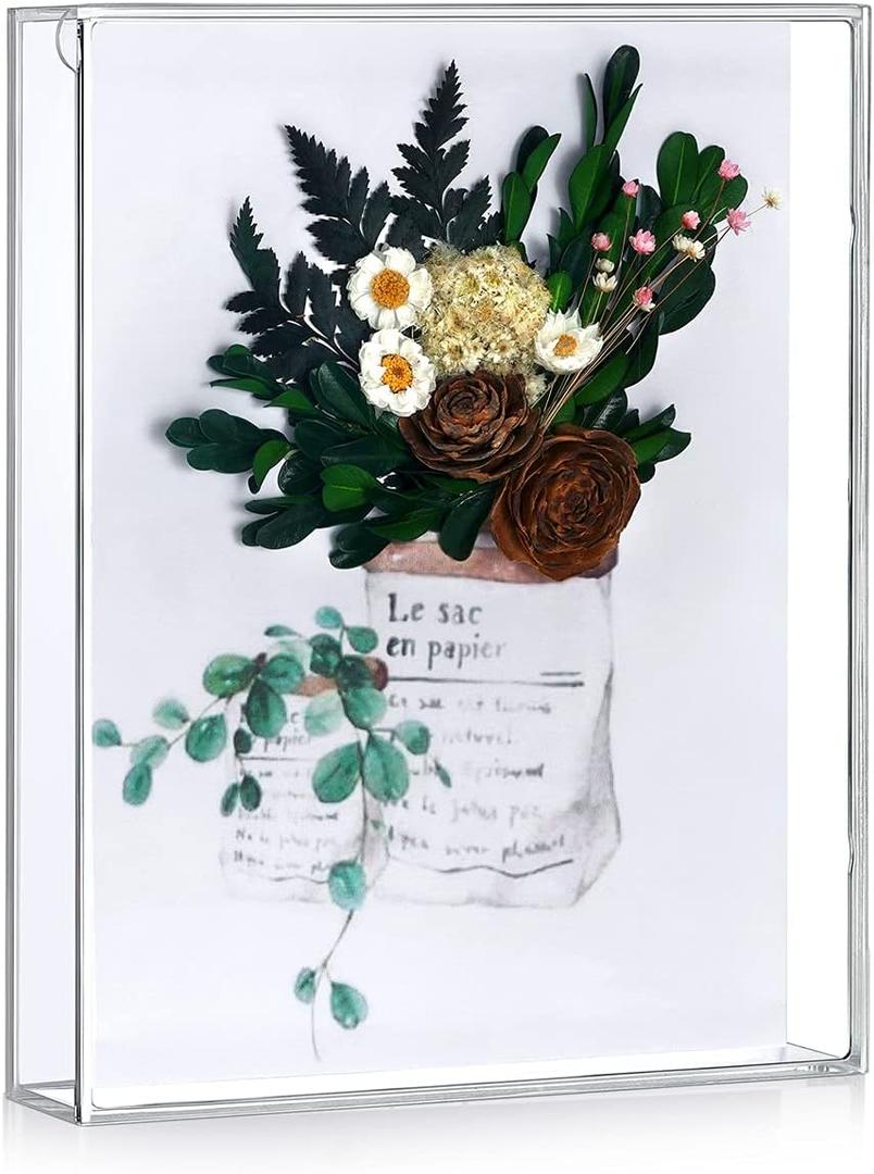 8x10 Shadow Box Frame, Acrylic Photo Picture Frame, DIY Tabletop Display Case, All Clear Memory Box for Dried Flowers/Kids Room/Birthday/Wedding/Party/Shop Decor (1.5 Interior Depth)