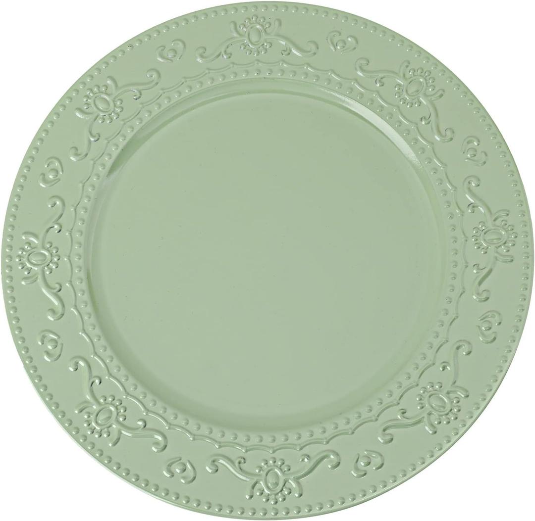 13-Inch Charger Plates, 6Pcs Dinner Plate Chargers Round Server Ware Compatible with Ceramic/china tableware, Green