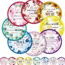 Gejoy 24 Pcs Christian Church Foldable Fan Style Christian Scripture Flower Handheld Round Folding Flying Disc for Women Man Daily Use Festival Wedding Party Favors Decorations Portable, 8 Style