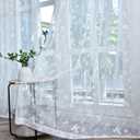 FINECITY White Lace Curtains 90 Inches Long 2 Panels Set, Country Leaf Floral Vintage Lace Curtain Panels for Living Room, Rod Pocket Light Filtering Privacy Scalloped Edge Lace Curtains, 52 x 90 Inch (52"W x 90"L (Pack of 2))