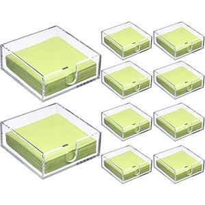 Acrylic Cocktail Napkin Holder for Table, Clear Beverage Napkin Holder Square Rectangle for Dinner, Kitchen, Bathroom, Restaurant, Bar (10 Pieces, 5.5 x 5.5 Inch)
