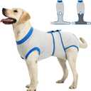 Recovery Suit for Dogs Cats After Surgery, E-Collar & Cone Alternative Surgical Suit, Prevent Licking Dog Onesies Pet Surgery Recovery Suit Soft Dog Bodysuit, Grey Blue, S 