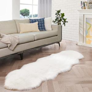 ORINOVA White Faux Sheepskin Shag Fur Runner Rugs for Living Room Bedroom Fluffy Washable Furry Area Rug 2x6 Nursery Rug Teen Room Dcor