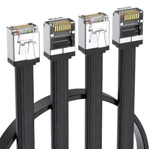 2Pack CAT7 2 Feet High-Speed Flat Shielded Bendable Ethernet Cables,Equipped with Short Crystal RJ45 Interfaces,with Transimission Speeds Exceeding CAT4/CAT5/CAT6 Compatible Modems,etc (Black) 2Pack CAT7 2 Feet High-Speed Flat Shielded Bendable Ethernet Cables,Equipped with Short Crystal RJ45 Interfaces,with Transimission Speeds Exceeding CAT4/CAT5/CAT6 Compatible Modems,etc (Black)