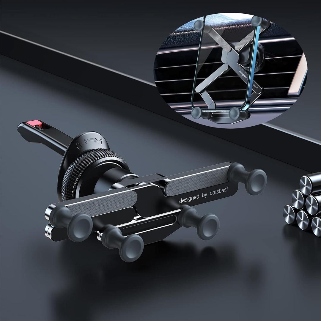 OATSBASF Car Vent Phone Mount [Full Metal Body] Foldable Car Air Vent Phone Holder, Compatible with iPhone 17 16 Pro Max 15 14 / Samsung S25 Ultra 24 / All Phone Models (X03)