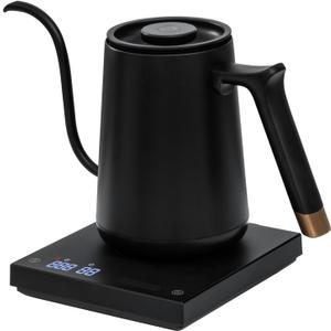 TIMEMORE Fish Smart Electric Coffee Kettle 600ML, Gooseneck Pour Over Kettle for Coffee and Tea Variable Temperature Control, Home Edition Black