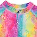 Big Girls Swimsuits One Pieces Long Sleeve Swimwear UPF50+ Kids Zipper Sun Protection Bathing Suits Rainbow 10T (4XL)