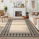 GarveeHome Easy Jute Rug 8x10 Washable Rugs for Living Room Farmhouse Solid Border Outdoor Rug for Patio Non-Slip No Shed Jute Rugs Solid Hand-Woven Carpet for Dining Room Backyard, Natural