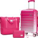 LARVENDER Carry on Luggage 22x14x9 Airline Approved, 20 Inch Hardside Suitcase with Wheels TSA Lock, PC+ABS Lightweight Travel Luggage Sets for Women, Berry Sparkling, 3 Piece Set