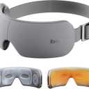 Eye Massager for Migraines with Temple Massage, Heat, Air Compression and Bluetooth Music Streaming, Foldable Electric Eye Mask for Migraine Relief, Eye Strain, Eye Care for Women and Men (Gray)