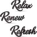 3 Pieces Bathroom Decor Black Wooden Bath Room Sign Bathroom Wall Art Farmhouse Relax Renew Refresh Sign (black)