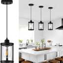 Black Pendant Lights Kitchen Island, 1-Light Modern Mini Hanging Light Fixtures with Clear Glass, Farmhouse Kitchen Pendant Lighting Over Island for Sink Dining Room, OS-3014-1PBK