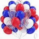 BAUANOOY Red White and Blue Balloons, 60pcs 12 Inch Red White and Blue Decorations with Confetti Balloons for Independence Day Patriotic Anniversary Veterans Day Graduation Birthday Party Decorations