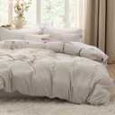 Bedsure Duvet Cover Queen Size - 3 Pieces Prewashed Extra Soft Bedding Set, Includes 1 Duvet Cover 90x90 Inches with Zipper Closure & 2 Pillow Shams, Linen, Comforter Not Included (Queen (90" x 90"), 02 - Linen (No Comforter))