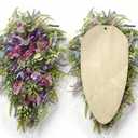 Purple Floral Hanging Wreath - Inch Lavender Tulip Hyacinth Eucalyptus Door Decor for Spring Summer, Wedding Arch Garden Porch Decoration