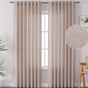 Natural Linen Curtains 84 Inch Long for Living Room 2 Panels -Thick Textured, Light Filtering, Rod Pocket & Back TAB, 52W x 84L