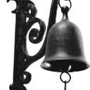 Vintage Cast Iron Dinner Bell as Entry Door Bell, Outside Hanging Decor or Indoor Decoration Wall Antique Farm and Front Gate Bell, Jet Black