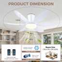 GJeg Ceiling Fans with Lights,42" Low Profile Ceiling Fan with Light and Remote Control,Flush Mount, Reversible, Dimmable, Noiseless, White Ceiling Fan for Bedroom