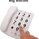 Big Button Phone for Elderly, JeKaVis J-P02 Amplified Phones for Hearing Impaired Aid Home Corded Phone Landline for Seniors Phone for Hard of Hearing House Phone, White