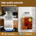 1 Gallon thickened Square Glass Pitcher with Lid, Classic Stripes Water Pitchers for Fridge, Borosilicate Glass Carafe for Hot/Cold Brew Drink, Extra Large Jug with Handle for Iced Tea, Coffee, Juice