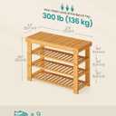SONGMICS Shoe Rack Bench, 4 Tier Bamboo Shoe Storage Organizer, Entryway Bench, for Living Room, Bathroom, Bedroom, 11.3 x 27.6 x 20.5 Inches, Light Bamboo ULBS370YL01