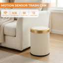 Pukomc Bathroom Trash Can with Lid3.5 Gallon Motion Sensor Waterproof Touchless Garbage Can, Smart Plastic Trash Bins Suitable for Kitchen, Bathroom, Bedroom, Living Room, Office Beige
