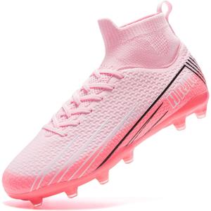HRJR Mens Soccer Cleats Football Cleats High-Top Sneaker Pink, 5.5