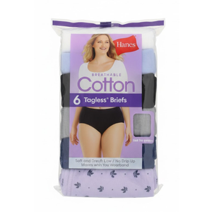 Hanes Women's Brief Panties, 6Pack, 100% Cotton Briefs, MoistureWicking Cotton Brief Underwear, 6Pack 