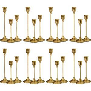 Taper Candle Holders Bulk, Set of 24 Brass Gold Vintage Candle Sticks Holder Decor Home Decor Centerpieces for Table Festive Wedding Decorations