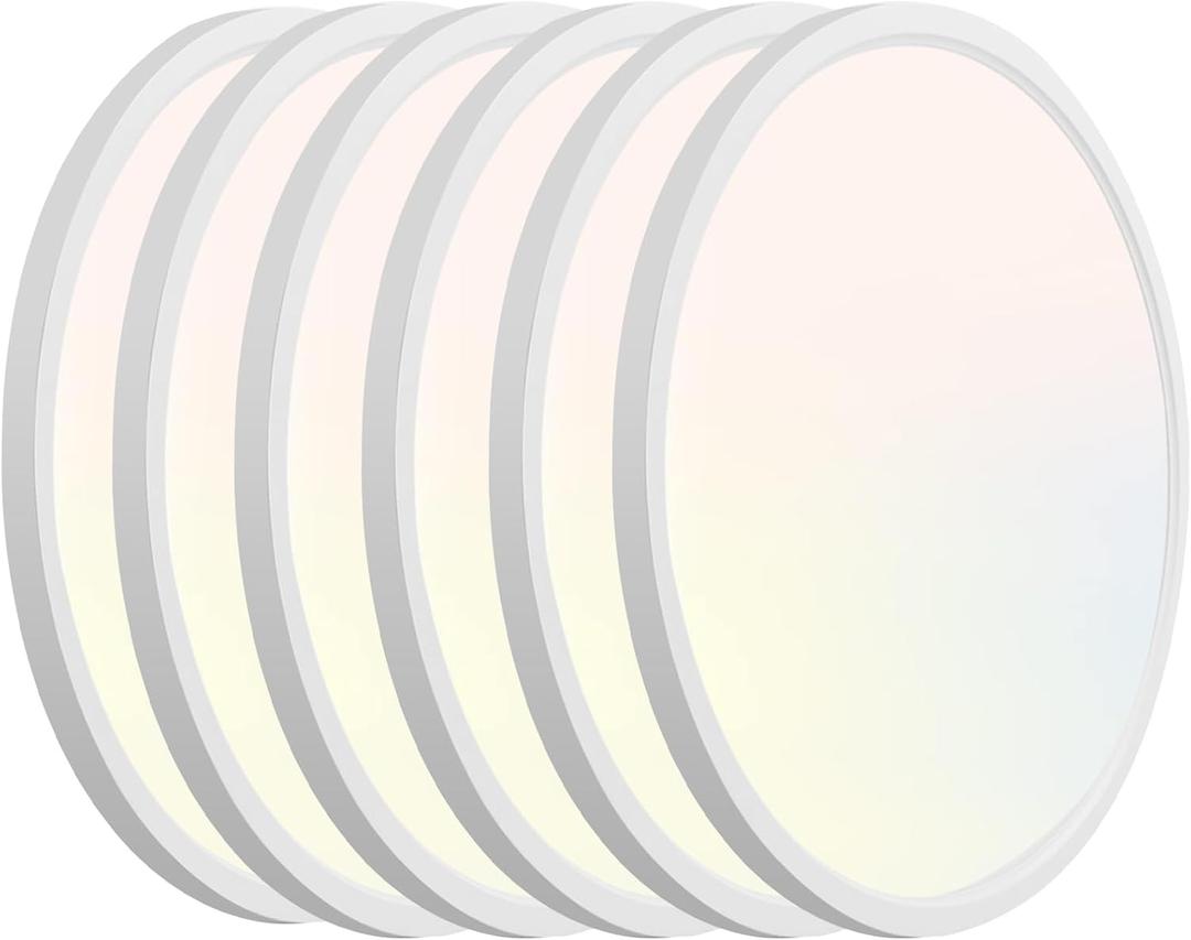 Hlite 6pack 9 Inch Flush Mount LED Ceiling Light Fixture,18W 1800LM Super Slim Light Fixtures Ceiling Mount 3000K/4000K/5000K 3CCT Selectable,Light Fixtures for Kitchen,Bedroom (White)