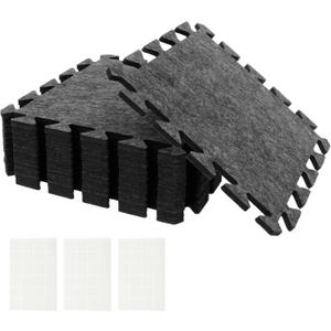 12-Pack Sound Absorbing Interlocking Floor Mats, Non-Slip Felt Acoustic Pads for Piano, Drum & Gym(Grey 12PCS 30x30cm)