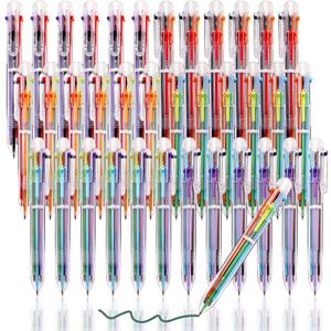 JPSOR Multicolor Ballpoint Pen 36 Pack 6-in-1, Fun Pens, Party Favors Transparent Barrel Ballpoint Pen 6-Color 0.5mm for Office School Supplies Students Children Kids Gift