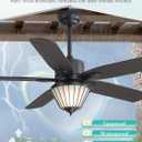 52 Inch Waterproof Outdoor Ceiling Fan with Lights, IP65 Waterproof, Remote Control, 6-Speed Quiet DC Motor, 5 Dual Finish Blades, Farmhouse Ceiling Fan for Patios Gazebos Pergola Porch (Black)