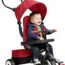 Radio Flyer City 4-in-1 Stroll 'N Trike, Red, for Riders 1-5 Years Old, 4 Riding Modes, 3 Point Harness with Comfort Pad, Parent Controlled Steering, Rear Storage, Stroller Tricycle for Toddlers